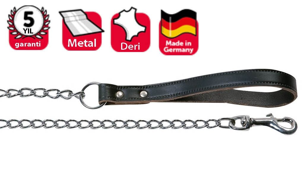 Karlie Siyah Deri Saplı Zincir Uzatma 100 Cm - 2 Mm