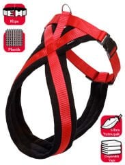 Karlie Göğüs Kırmızı-Siyah Tasması Yumuşak Geçmeli 84-120 Cm