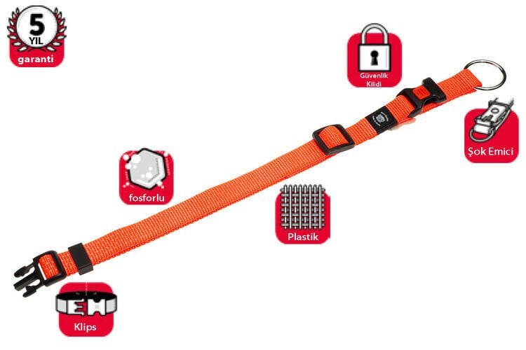 Karlie Turuncu Köpek Boyun Tasması 40 - 55 cm 20 mm