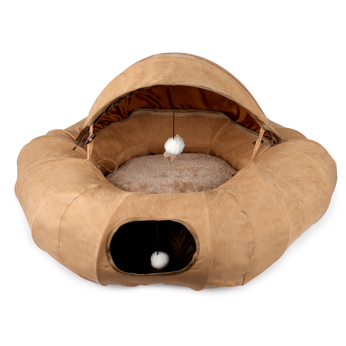 AFP Donut Cat Tunnel Tünelli Kedi Yatağı Kahverengi 90x90x62 cm