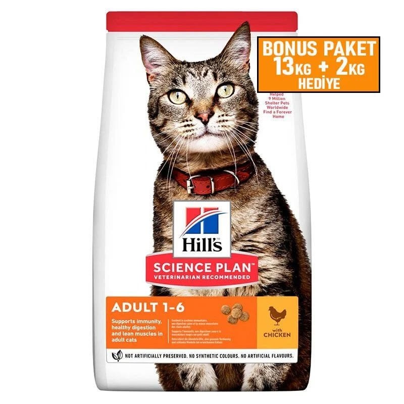 Hills Science Plan Tavuklu Yetişkin Kedi Maması 13 + 2 Kg