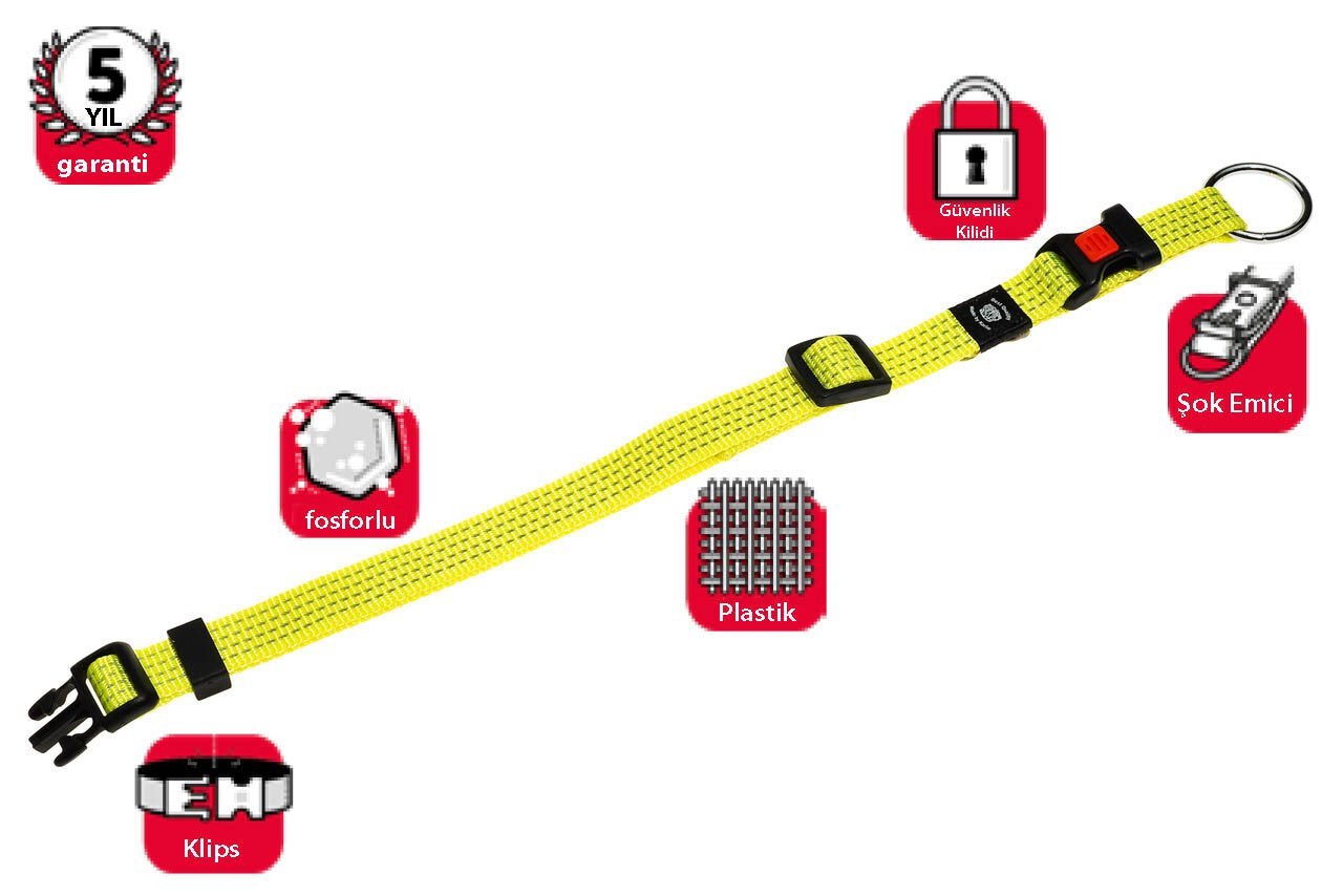 Karlie Sarı Kilitli Boyun Tasması L 45-65 Cm