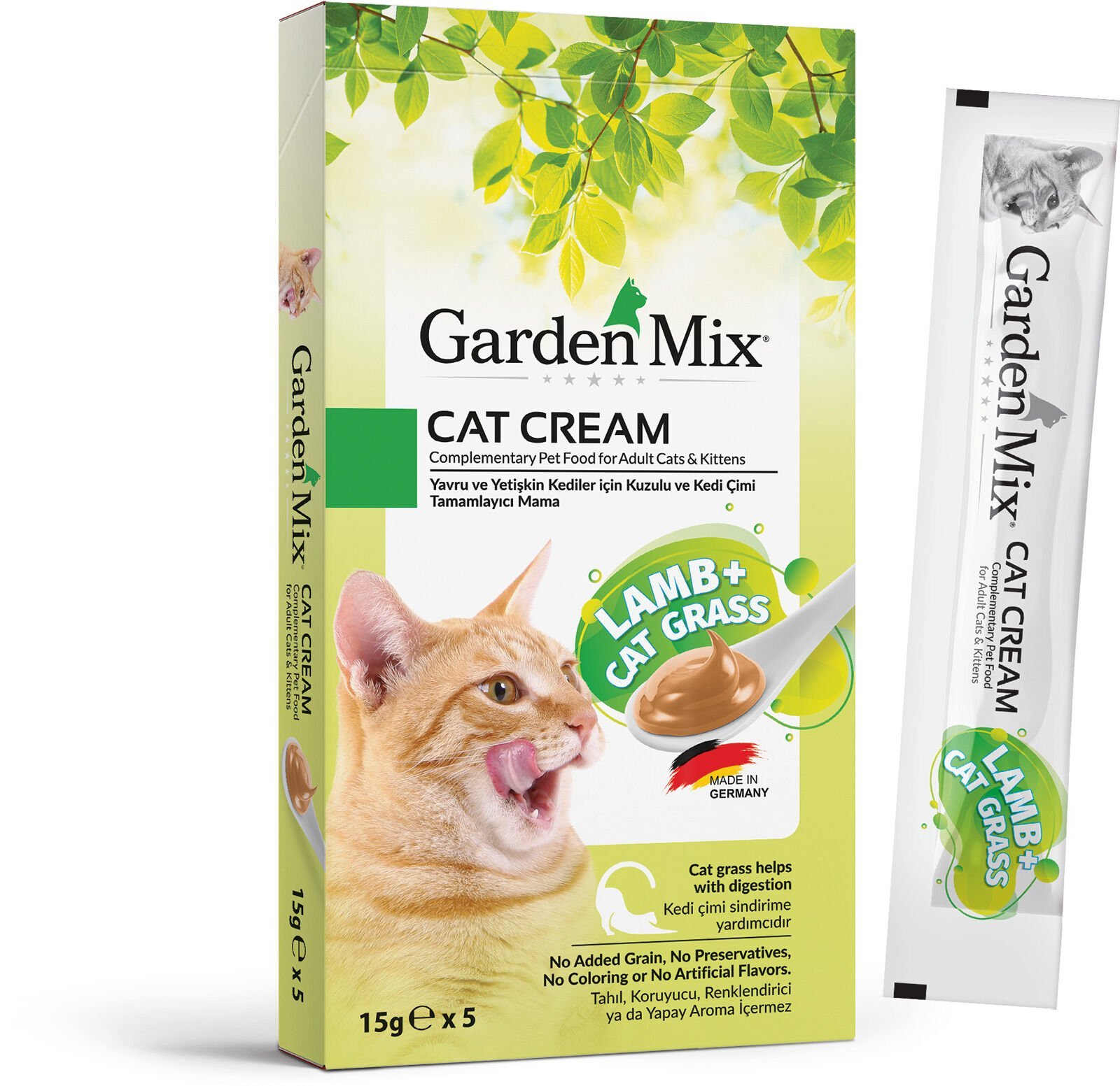 Garden Mix Kuzu Etli Catnip Otlu Krema Kedi Ödül  15 gr x 5 adet
