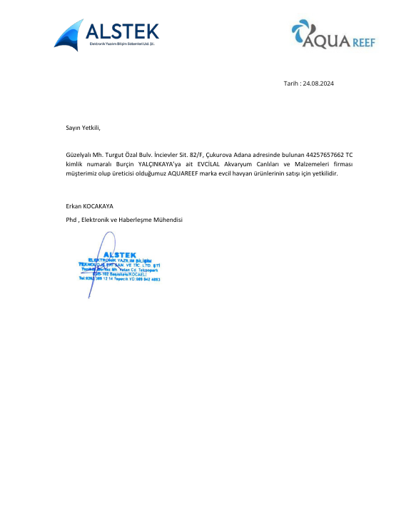 Alstek Yetkili Satıcı Belgesi