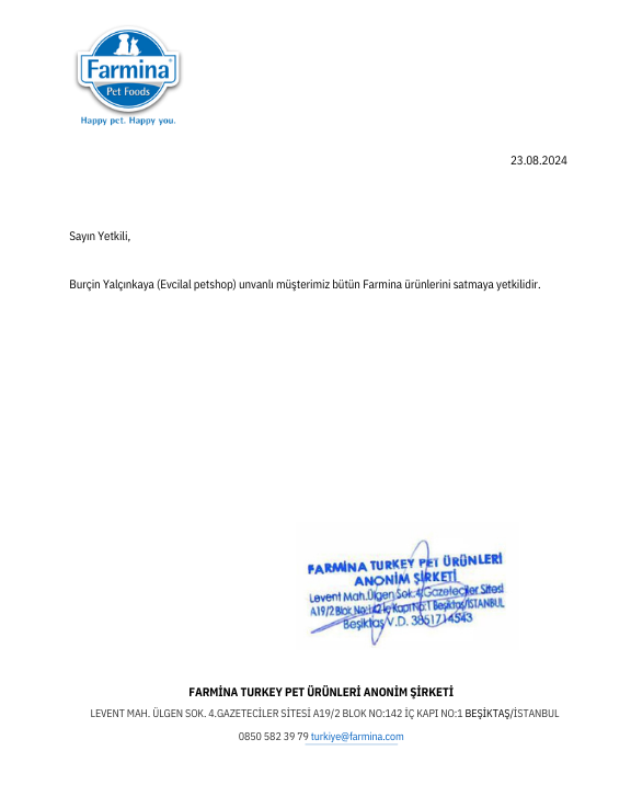 Farmina Satış Belgesi