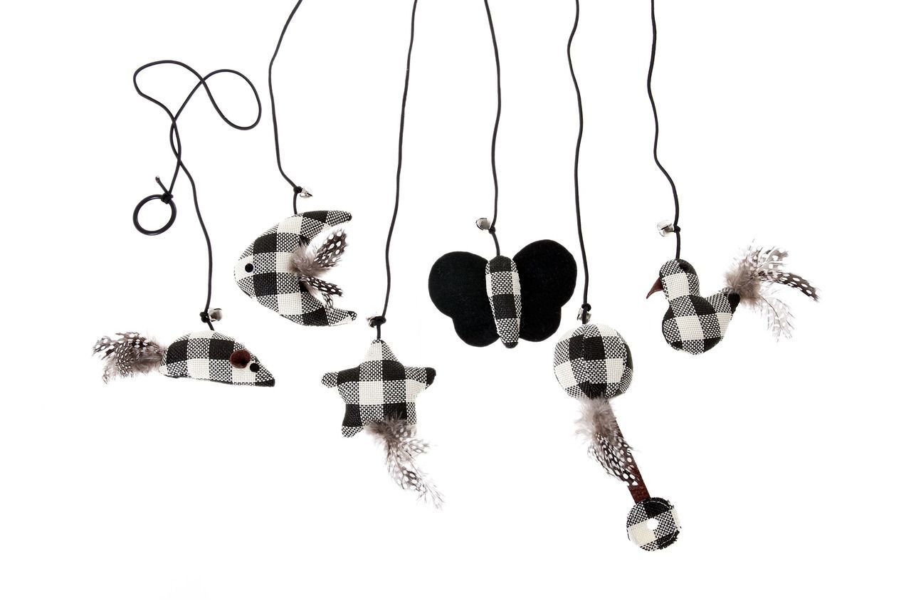 Karlie Karışık Figür Kedi Otlu İpli Peluş Kedi Oyuncağı 11 Cm