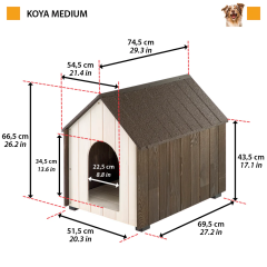 Ferplast Koya Ahşap Küçük ve Orta Irk Köpek Kulübesi Medium U 49 x G 67 x Y 57,5 cm