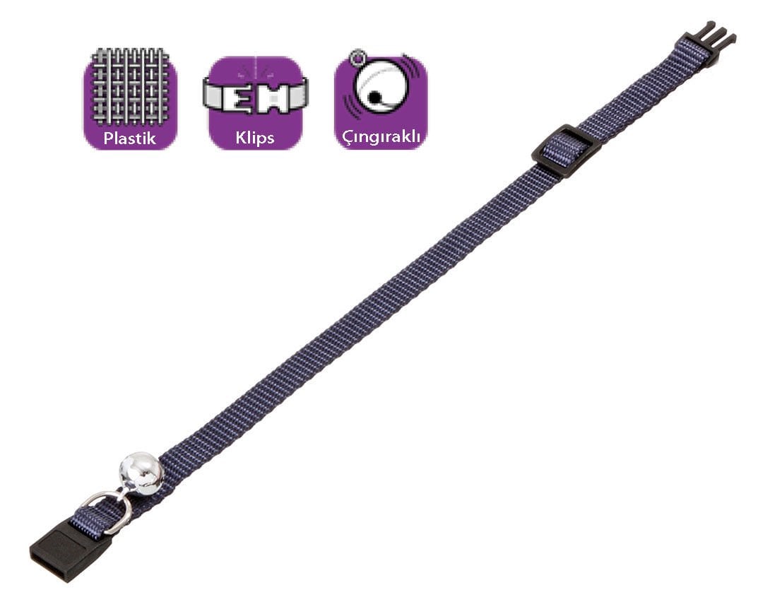 Karlie Koyu Mavi Çıngıraklı Kedi Boyun Tasması 30 Cm