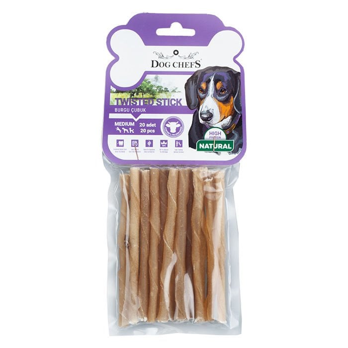 Dog Chefs Burgulu Kalın Naturel 20 li Paket