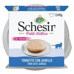 Schesir Delice Cat Plastic Cup Tuna With Lamb 2 x 40 gr Ton Balıklı Kuzu Etli Yaş Kedi Maması
