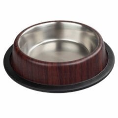 Ankur 64 Oz Bambu Desenli Köpek Çelik Mama Su Kabı