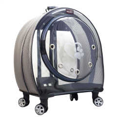 Migno Jumbo Model Tekerlekli Kedi Köpek Taşıma Çantası Fileli Gri 53 x 33 x 53 cm