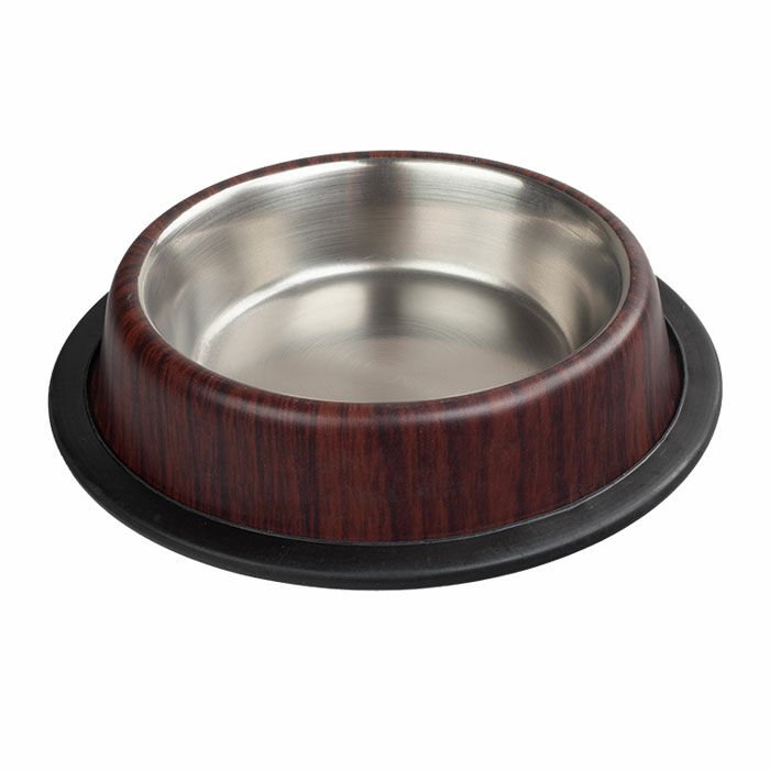 Ankur 32 Oz Bambu Desenli Köpek Çelik Mama Su Kabı