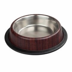 Ankur 32 Oz Bambu Desenli Köpek Çelik Mama Su Kabı