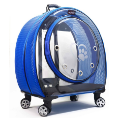 Migno Jumbo Tekerlekli Kedi Köpek Taşıma Çantası Fileli Mavi 53 x 33 x 53 cm