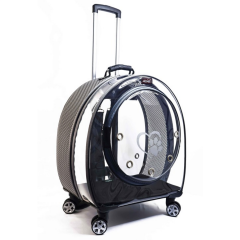 Migno Jumbo Tekerlekli Kedi Köpek Taşıma Çantası Şeffaf Fileli Gri 53 x 33 x 53 cm