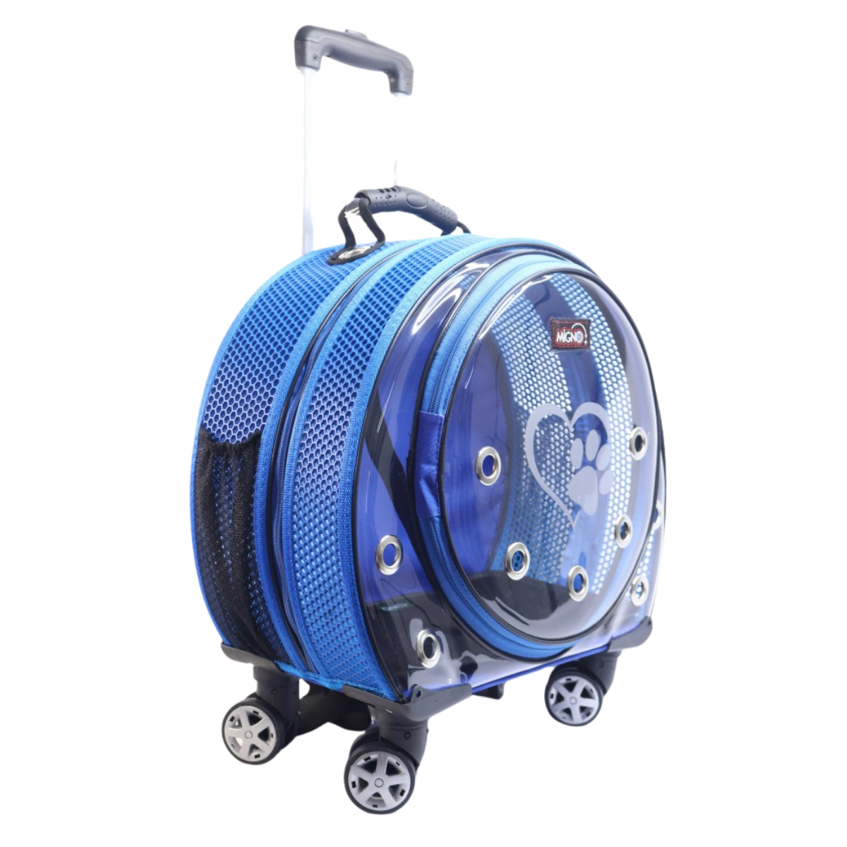 Migno Space Tekerlekli Kedi Köpek Taşıma Çantası Fileli Mavi 48 x 22 x 48 cm