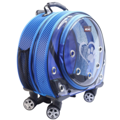 Migno Space Tekerlekli Kedi Köpek Taşıma Çantası Fileli Mavi 48 x 22 x 48 cm