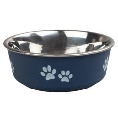 Ankur 21 cm 1850 ml Pati Desenli Lacivert Çelik Mama Su Kabı