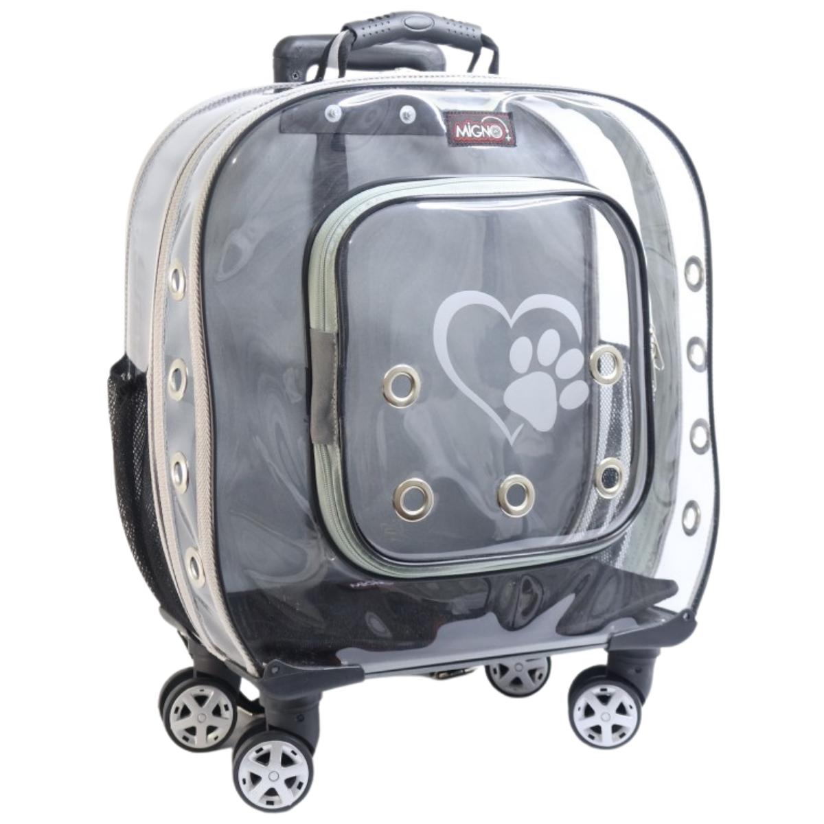 Migno Prestige Şeffaf Kedi Köpek Büyük Taşıma Çantası - Gri 46 x 22 x 46 cm