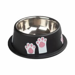 Ankur 1 Cup 350 ml Pati Desenli Çelik Kedi Mama Su Kabı