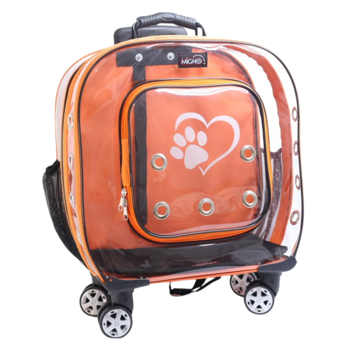 Migno Prestige Şeffaf Kedi Köpek Büyük Taşıma Çantası - Turuncu 46 x 22 x 46 cm