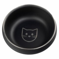 Ankur Dwbl  16cm Lazer İşlemeli Siyah Kedi Çelik Mama Su Kabı
