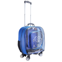 Migno Prestige Fileli Kedi Köpek Büyük Taşıma Çantası - Mavi 46 x 22 x 46 cm