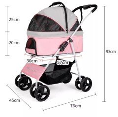 Dodopet Ayrılabilir İki Fonksiyonlu Köpek Arabası 20 Kg Pembe
