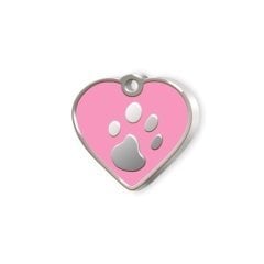Kalp Şeklinde Mineli Küçük Köpek Künyesi Pembe