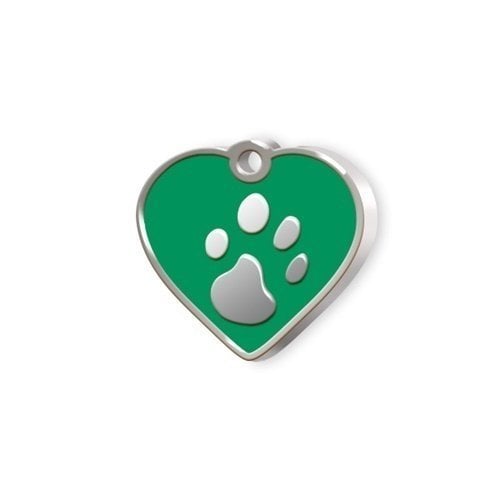 Kalp Şeklinde Mineli Küçük Köpek Künyesi Yeşil