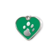 Kalp Şeklinde Mineli Küçük Köpek Künyesi Yeşil