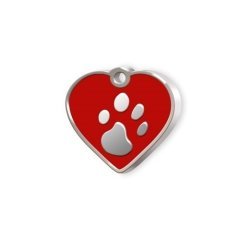 Kalp Şeklinde Mineli Küçük Köpek Künyesi Kırmızı