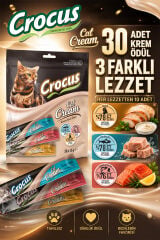 Crocus Tavuklu Ton Balıklı ve Somonlu Krema Kedi Ödülü 30 x 15 gr
