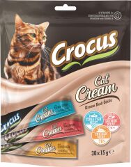 Crocus Tavuklu Ton Balıklı ve Somonlu Krema Kedi Ödülü 30 x 15 gr