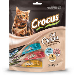 Crocus Tavuklu Ton Balıklı ve Somonlu Krema Kedi Ödülü 30 x 15 gr