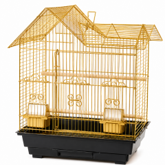 Oripet Çin Evi Modeli Gold Papağan Kafesi 47x36x58 Cm Gold Papağan ve Büyük Kuş Kafesi
