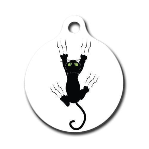 Dalis Pet Tag - Tırmanan Kedi Desenli Yuvarlak Kedi Köpek Künyesi