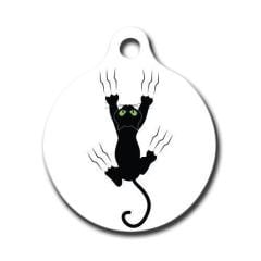 Dalis Pet Tag - Tırmanan Kedi Desenli Yuvarlak Kedi Köpek Künyesi
