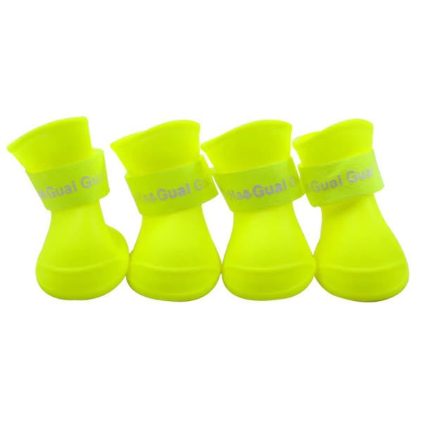 Ha Guai Guai Silikon Su Geçirmez Köpek Ayakkabısı 4'lü Paket Sarı - Small