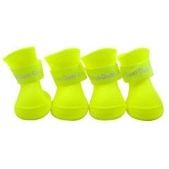 Ha Guai Guai Silikon Su Geçirmez Köpek Ayakkabısı 4'lü Paket Sarı - Small