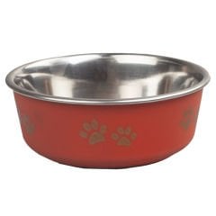 Ankur 21 cm 1850 ml Pati Desenli Yavruağzı Çelik Mama Kabı