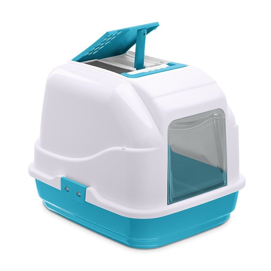 Imac Easy Cat Kapalı Kedi Tuvaleti Mavi Beyaz 50 x 40 x 40 cm
