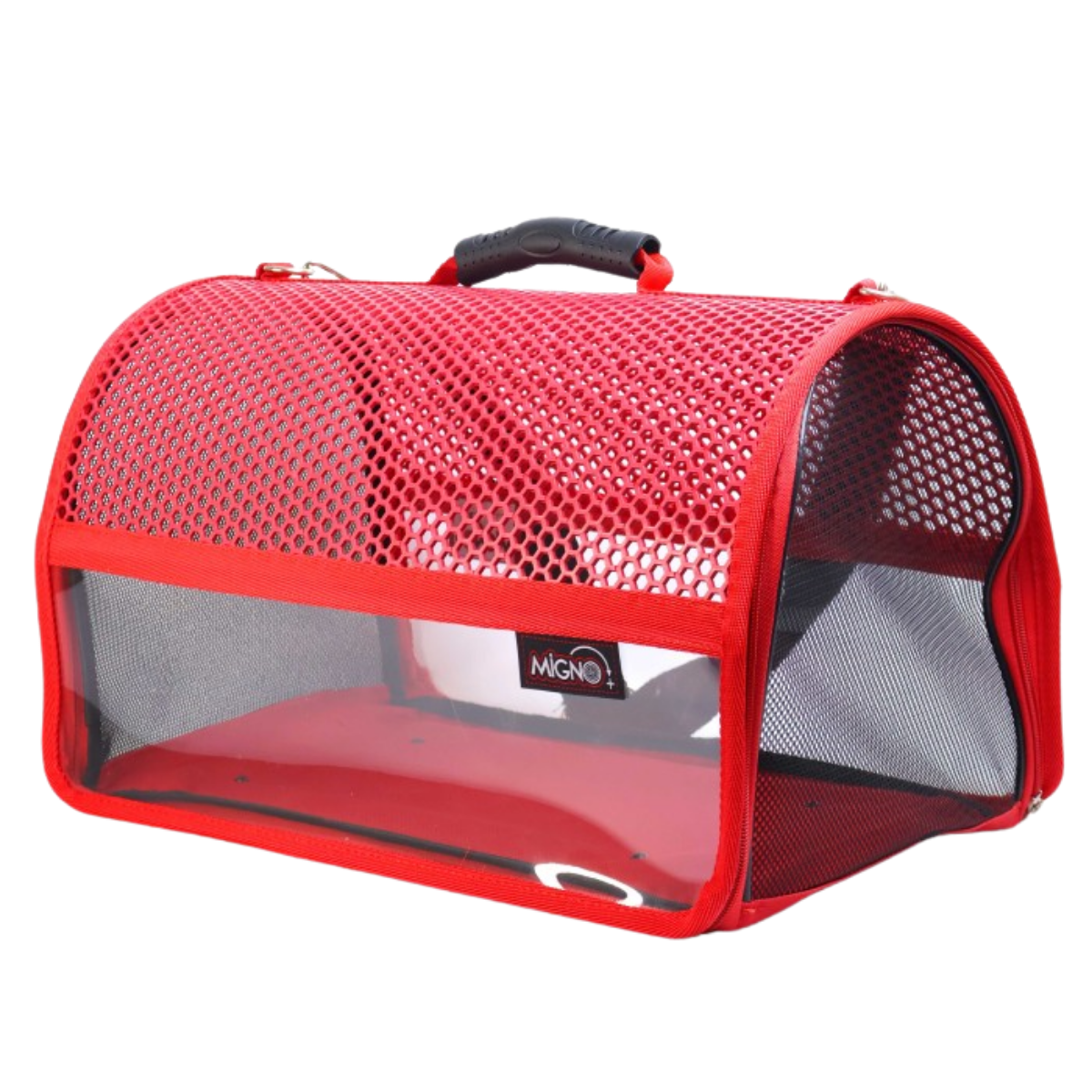 Migno Flybag Voyager Şeffaf Fileli Kedi Köpek Taşıma Çantası - Kırmızı 46 x 30 x 27 cm