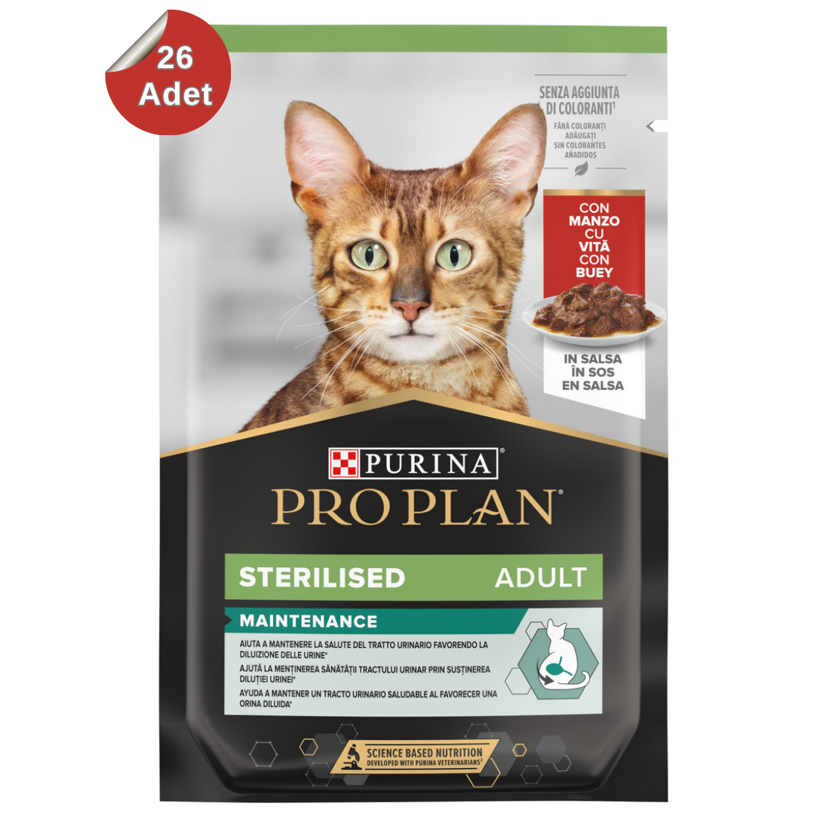 ProPlan Biftekli Steril Pouch Kısır Kedi Konservesi 85 Gr x 26 adet