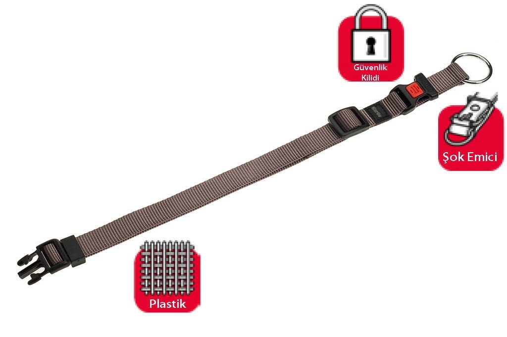 Karlie Gri Kilitli Boyun Tasması XL 55-75 Cm 40 mm