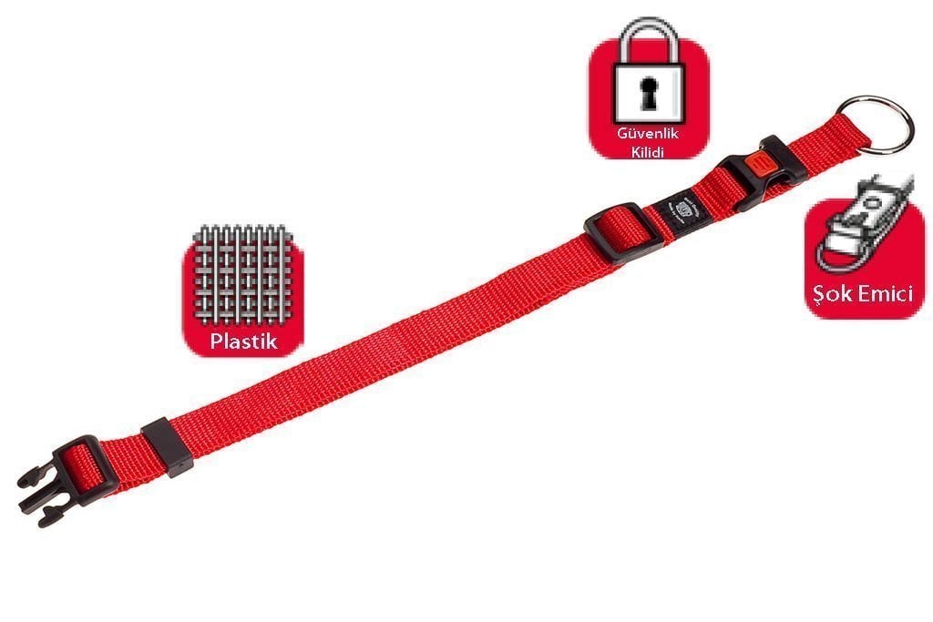 Karlie Kırmızı Kilitli Boyun Tasması XS 20-35 Cm