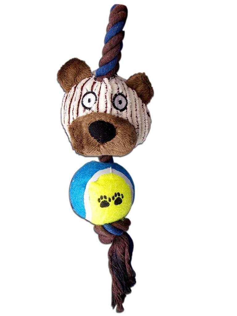 Eastland Köpek Oyuncağı Peluş Ayı ve Stres Toplu Diş İpi 35 x 12 cm