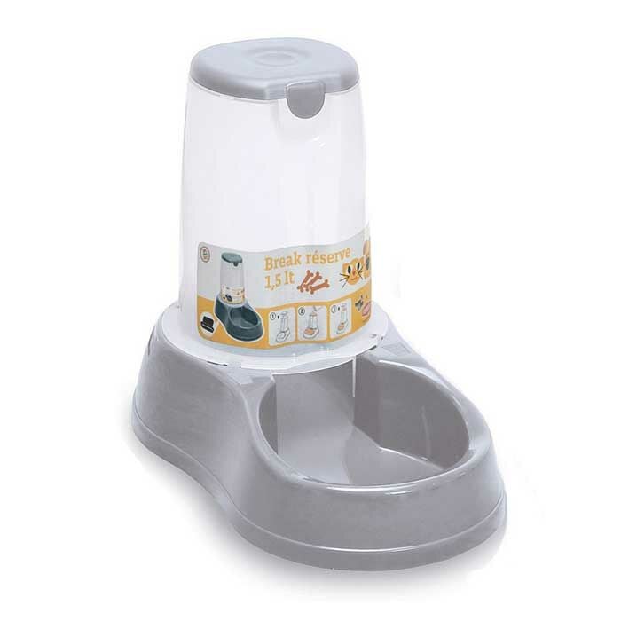 Stefanplast Reserve Kedi Köpek Hazneli Mama Kabı 1,5 L Gri