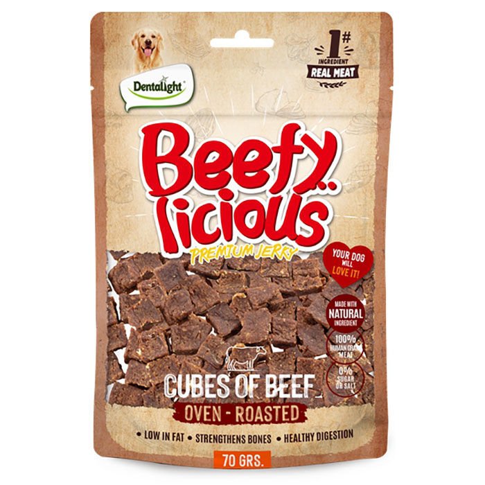 Dentalight Beefy Licious Kurutulmuş Sığırlı Küp Köpek Ödül Maması 70 gr